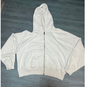 Abercrombie Fitch Soft A&F Collection Zip Up Hoodie Cream Size L